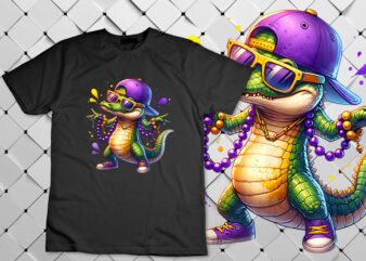 Mardi Gras Boys Men Alligator Mardi Gras T-Shirt disign