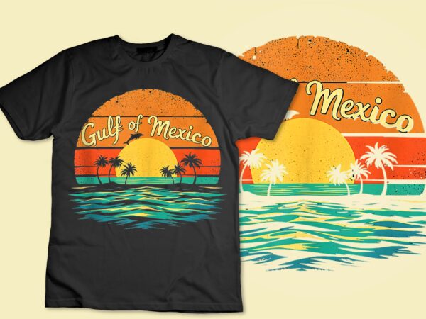 Gulf of mexico beach palms summer vacation tank top disign. t shirt design template