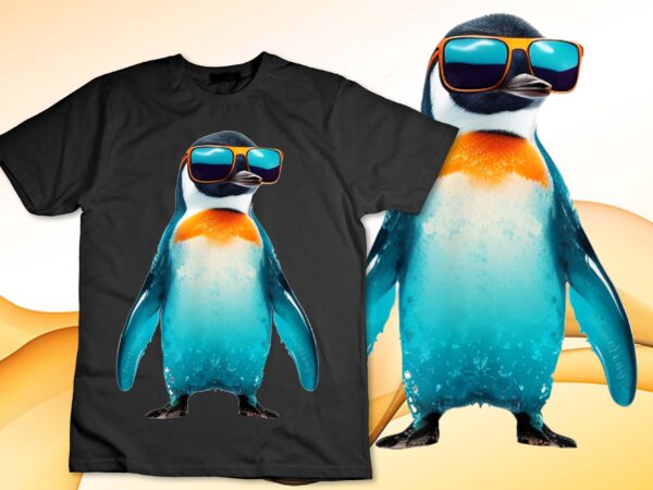 Funny bespectacled emperor penguin t-shirt disign