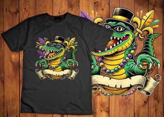 Mardi Gras Gator with Beads Carnival Fun Tank Top disign