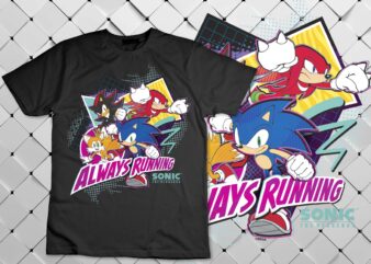 Sonic The Hedgehog Always Running Group Shot T-Shirt design