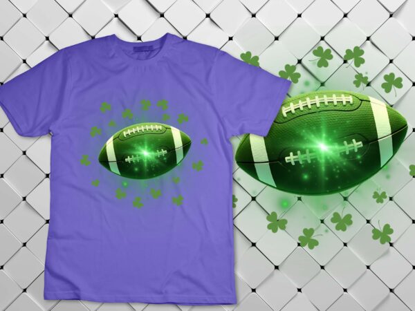 Football irish shamrock lucky clover st. day boys t-shirt design