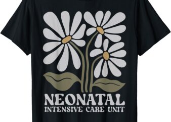 Boho Floral Nicu Nurse Neonatal Nurse Crew RN Nursing T-Shirt