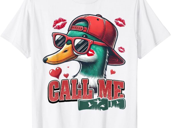 Boys valentines call me duck hunting kid cute cool valentine t-shirt