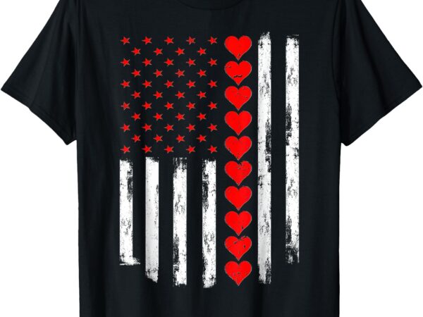 Boys valentines day american flag hearts t-shirt