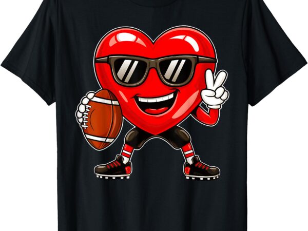 Boys valentine’s day heart playing football boys girls kids t-shirt