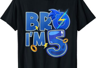 Bro I’m 5 Birthday Boy 5th Matching Hedgehog Party Boys T-Shirt