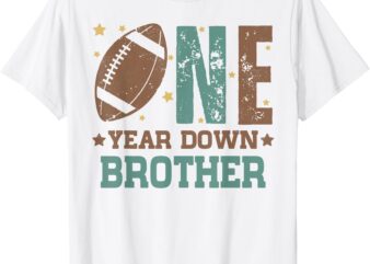 Brother of the 1 Year old Football 1st Year Down Birthday T-Shirt