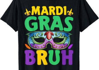 Bruh mardi gras 2025 teens costume boys kids men mardi gras t-shirt