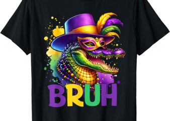 Bruh Mardi Gras Teens Boys Kids Alligator Mardi Gras T-Shirt