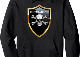 CONTRABAND – Pirate – Skull & Bones – Shield Logo Pullover Hoodie