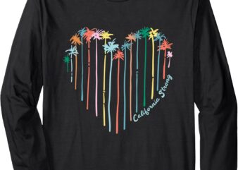 California Strong California Heart Tree Art Design Long Sleeve T-Shirt