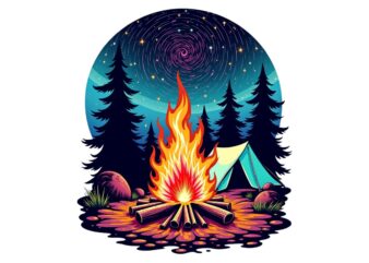 Trendy Retro Camping Graphics t-shirt design jpeg & png design