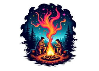 Camping Retro Watercolour Illustration T-shirt design