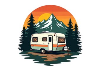 Trendy Retro Camping Graphics t-shirt design jpeg & png designs – download instantly