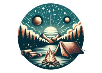 Colourful Vintage Camping t-shirt design download instantly