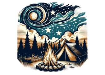 Colourful Vintage Camping t-shirt design download instantly Retro Vintage T-shirt