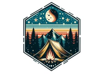 Trendy Retro Camping Graphics t-shirt design jpeg & png design