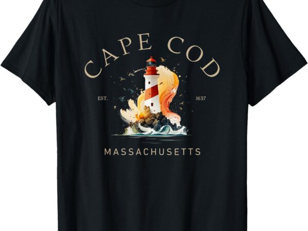 Cape cod lighthouse waves t-shirt