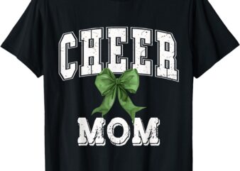 Cheer MOM Coquette Green Bow Cheerleader T-Shirt