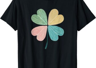 Chic Pretty Retro Lucky St.Patrick’s Day Four Leaf Clover T-Shirt