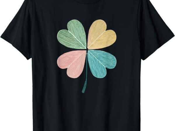 Chic pretty retro lucky st.patrick’s day four leaf clover t-shirt