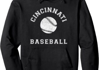 Cincinnati Baseball Distressed Retro Classic Pullover Hoodie