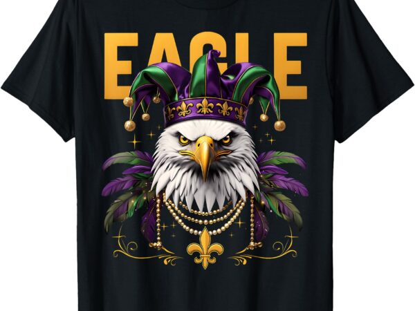 Cool face eagles with mardi gras sunglass eagles cheer fly t-shirt