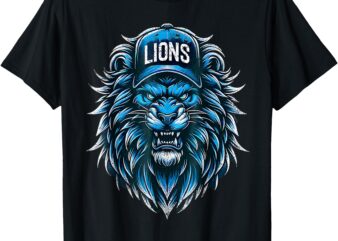 Cool Lions With Blue Eyes Men Women Kids T-Shirt