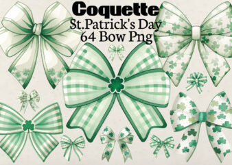 Coquette St.Patrick’s Day Bow T-shirt Bundle Coquette St.Patrick’s Day Bow Png Bundle