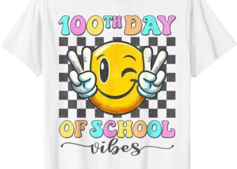 Cute 100th Day of School Vibes smile for teachers, 100 Days T-Shirt