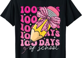 Cute 100th Days of School Girls Coquette Bow Pencil Costume T-Shirt