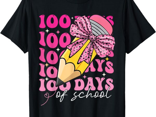 Cute 100th days of school girls coquette bow pencil costume t-shirt