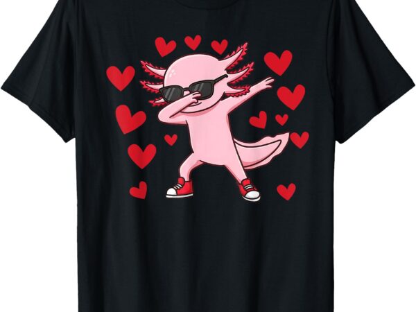 Cute dabbing axolotl heart valentine’s day girls boys kids t-shirt