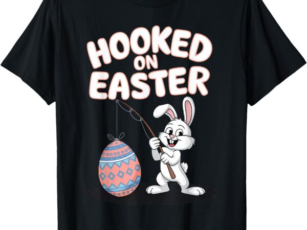 Cute easter bunny fishing for eggs fun holiday art t-shirt