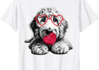 Cute Goldendoodle Blowing Bubble Gum Valentine’s Day T-Shirt