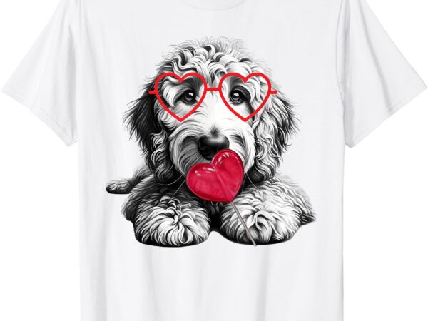 Cute goldendoodle blowing bubble gum valentine’s day t-shirt