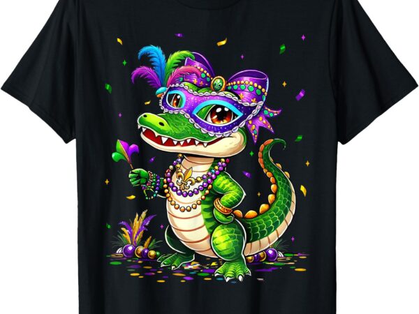 Cute mardigator mardi gras alligator costume girl women kids t-shirt