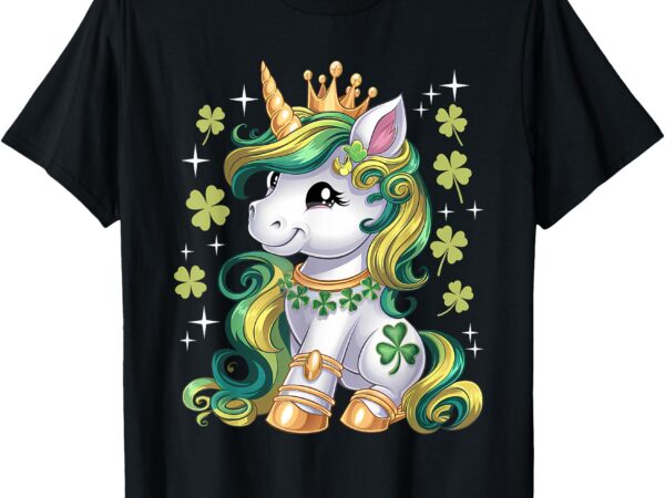 Cute unicorn shamrock st patricks day lepricorn girls kids t-shirt