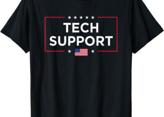 D.O.G.E DOGE Funny Tech Support US American Flag T-Shirt