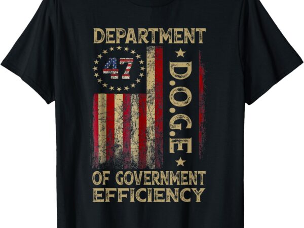 Doge department of government efficiency 47th american flag t-shirt