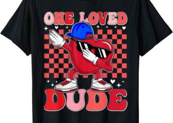 Dabbing Checkered Heart One Loved Dude Valentine’s Day Kids T-Shirt