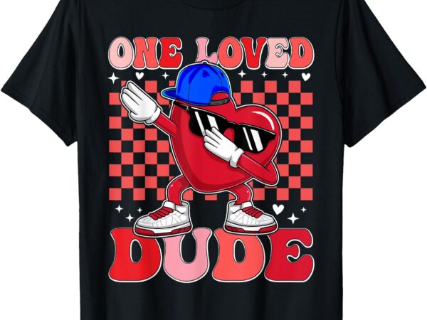 Dabbing checkered heart one loved dude valentine’s day kids t-shirt