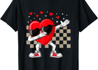 Dabbing Heart Valentine’s Day Dab Dance Groovy Girls Boys T-Shirt