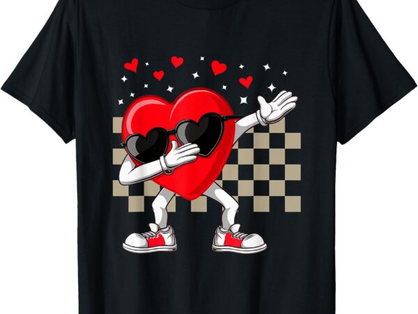 Dabbing heart valentine’s day dab dance groovy girls boys t-shirt