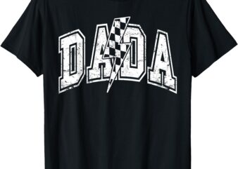 Dada Lightning Bolt Checkered Varsity Dad Men Father’s Day T-Shirt