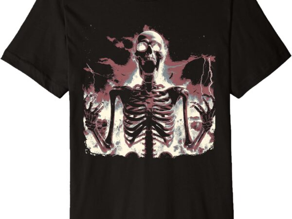 Demon hell skeleton dark gothic horror halloween premium t-shirt