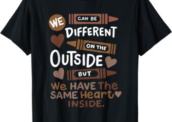 Different Outside But Same Heart Black History Month Kids T-Shirt