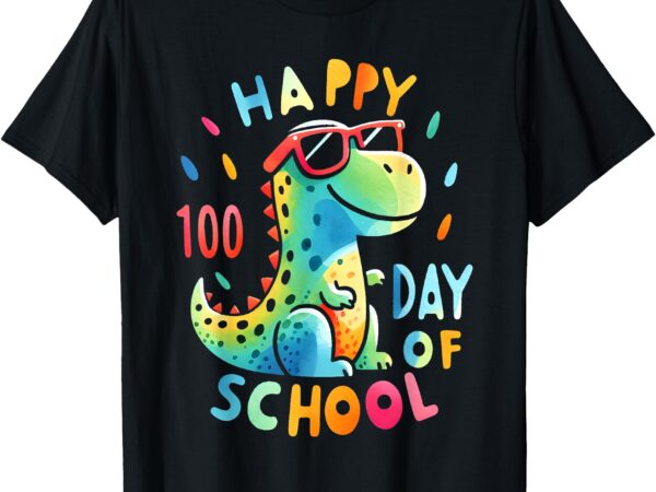 Dino happy 100th day of school tie dye rainbow 100 days kids t-shirt