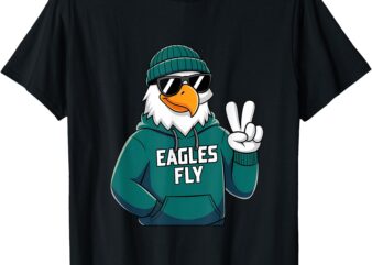 Eagles with Sunglasses Vintage Cool Face Eagles Flying Bird T-Shirt